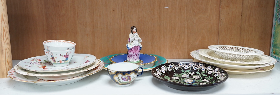 A group of European ceramics including New Hall, Worcester, Flight Barr & Barr, Chelsea, Bloor Derby, Meissen etc. Condition - poor to fair